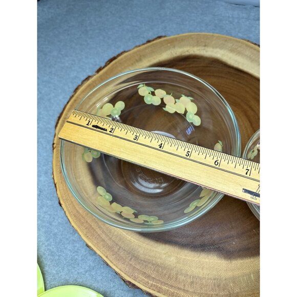 Nesting Glass Bowls with Citrus Design & Yellow Lids Set Vintage - Picture 7 of 16